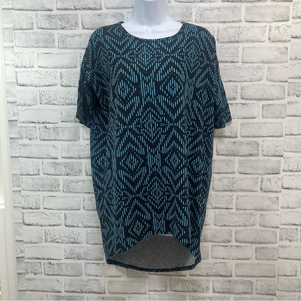 LulaRoe Teal and Black Irma Tunic Top XXS